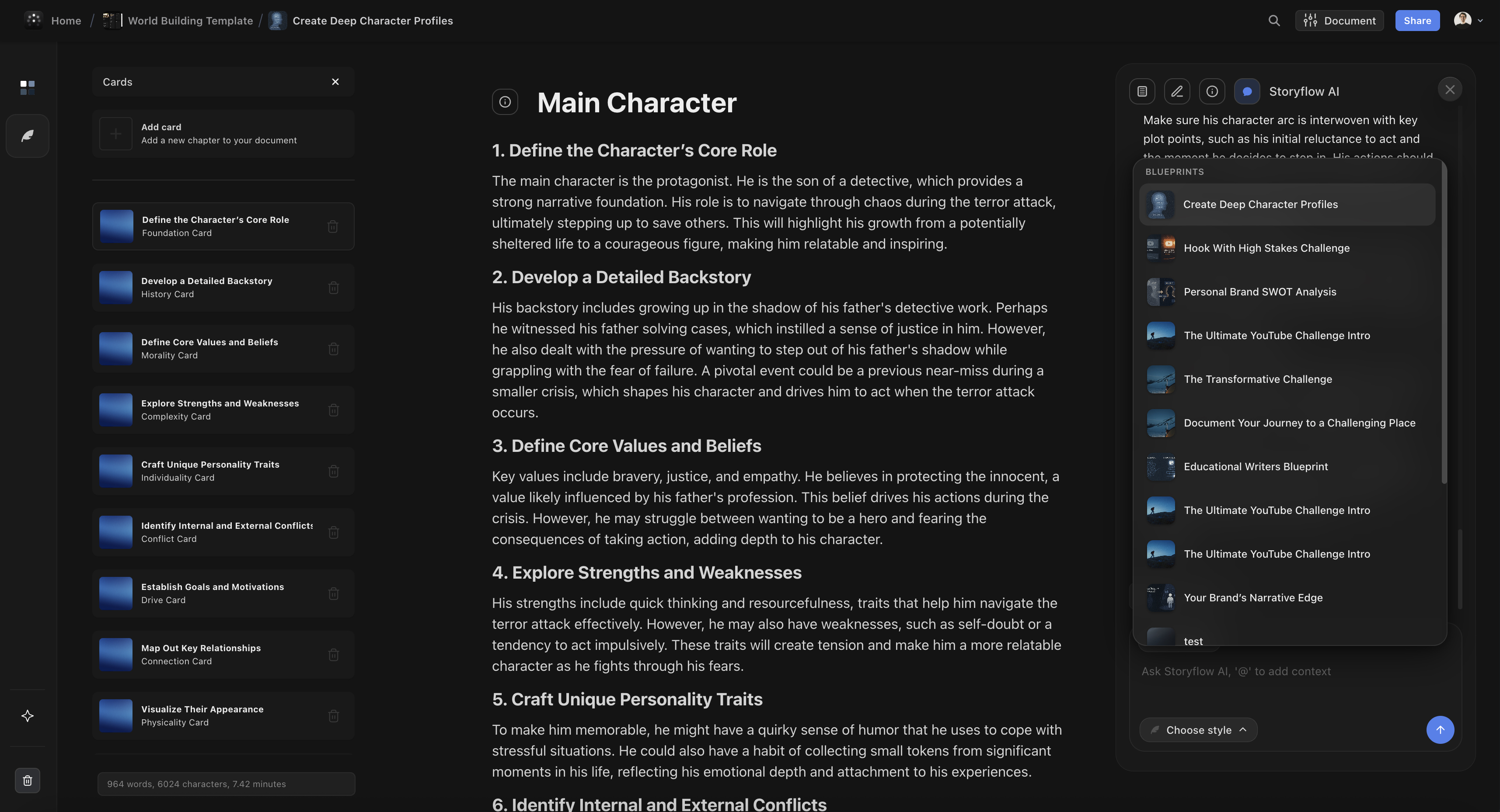 Storyflow for Writers - Character profile and story development frameworks